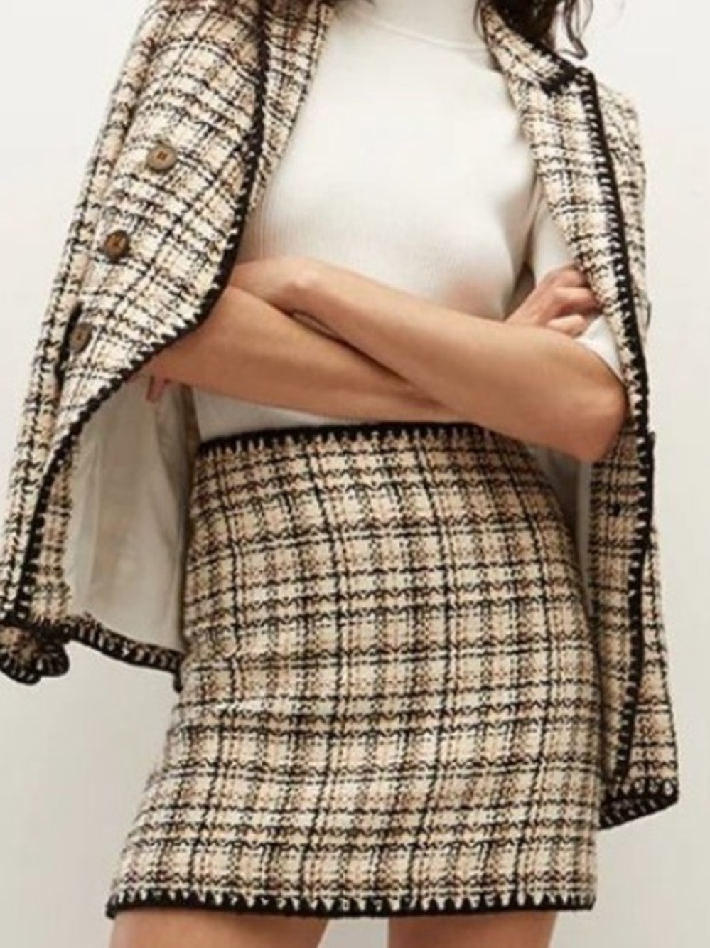 $350 Veronica Beard Lawrence Skirt Multicolor Tweed Size 8